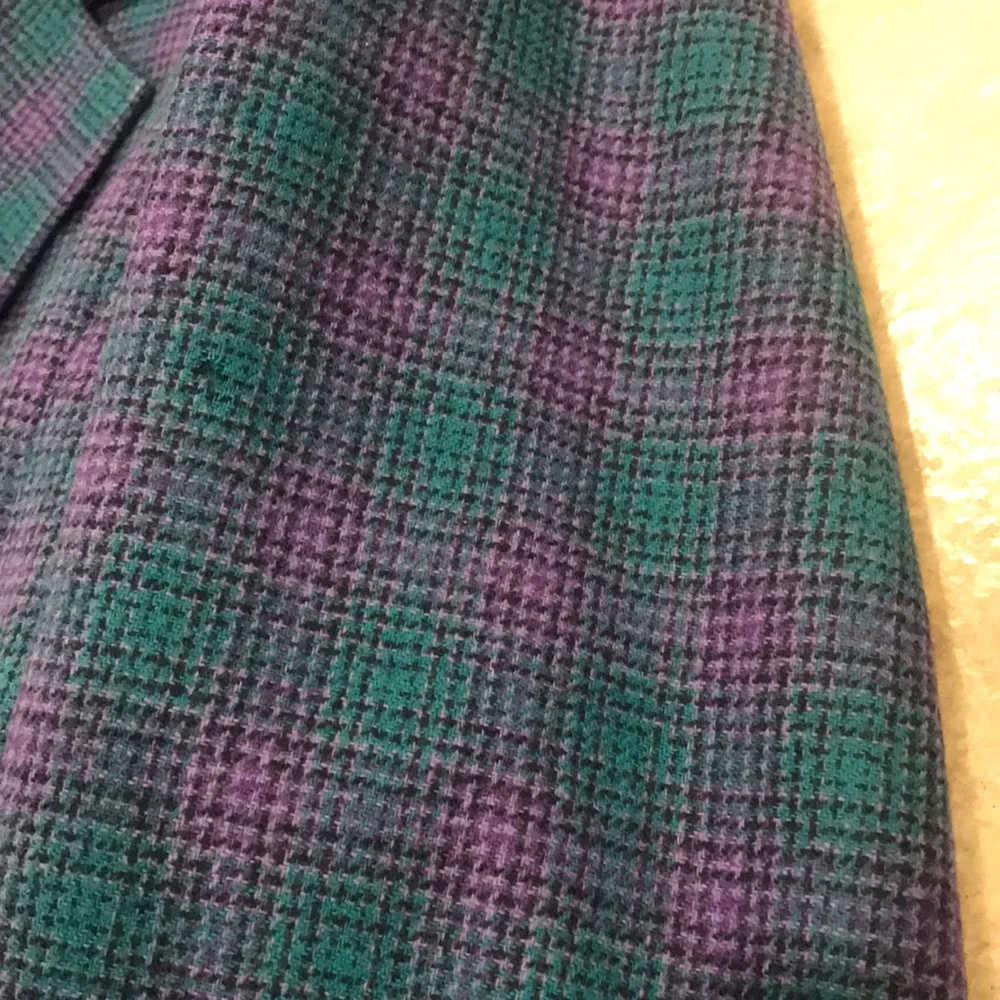 Vintage Pendleton Wool Suit Womens Size 18W Blue Plaid 2 Piece Skirt Blazer USA - Picture 15 of 16